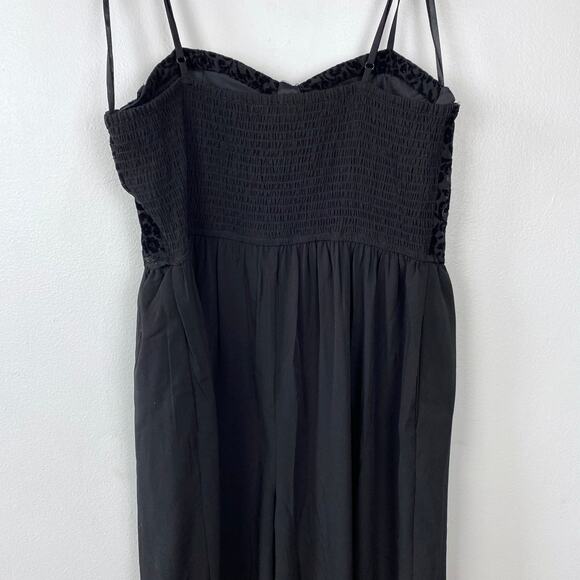 BOG Collective Velvet Bustier Jumpsuit Whimsygoth Wide Leg Floral Gothic Size XL - Picture 9 of 14